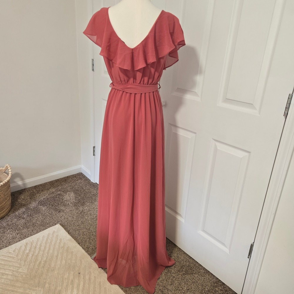 Baltic Born Maxi Dress Women M Ruffle Wrap V-Neck Chiffon Katya - Picture 2 of 6